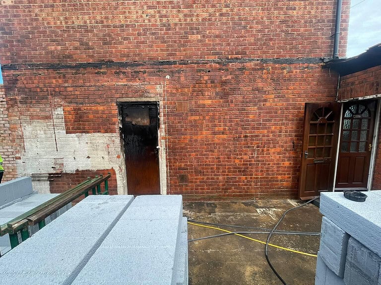 Fire damage brick cleaning