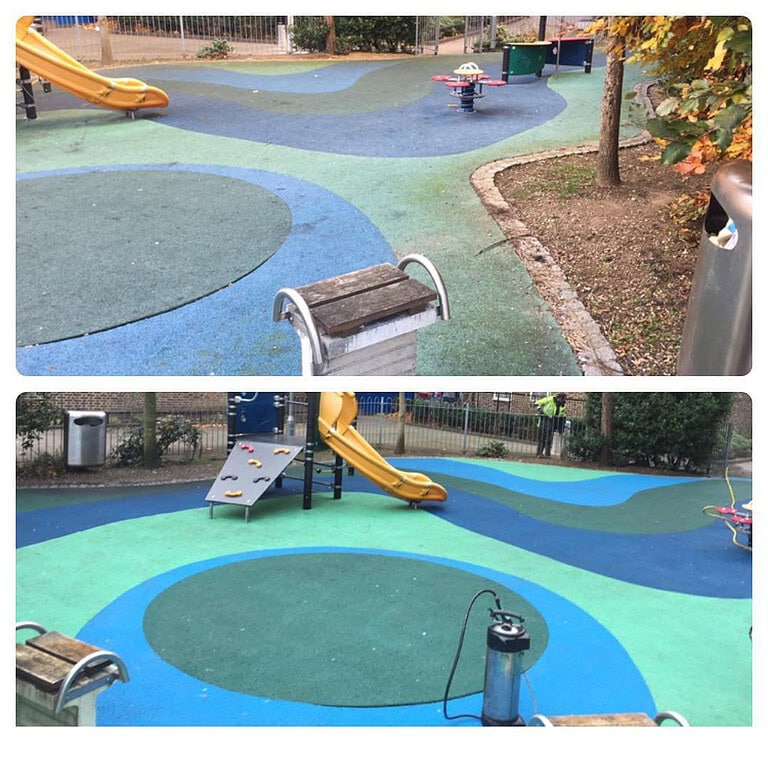 Wet Pour Rubber Cleaning