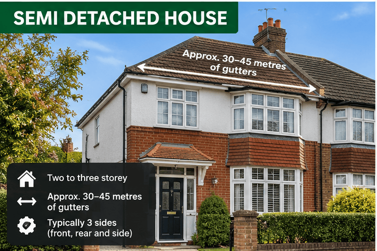 Semi detached house gutter cleaning